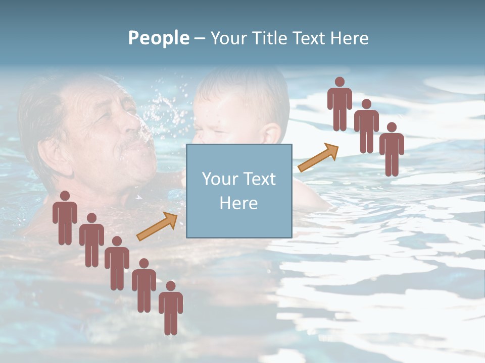 Grandfather And Grandson Playing Together In The Pool. Outdoor, Summer. PowerPoint Template