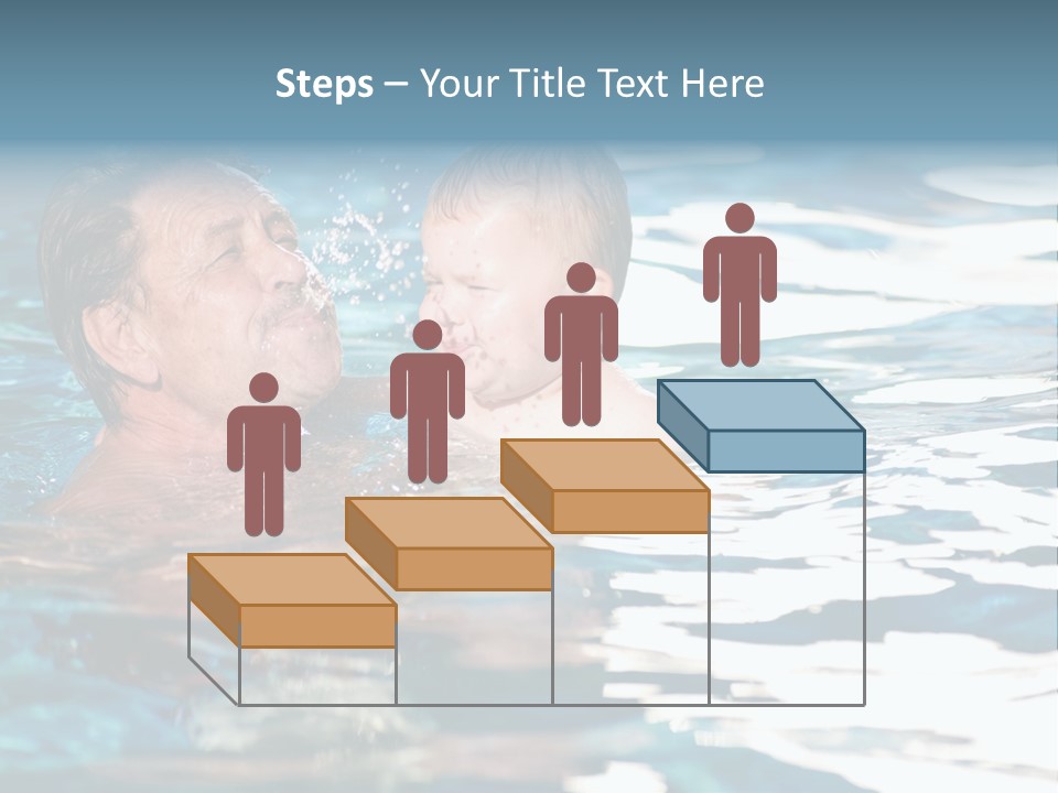 Grandfather And Grandson Playing Together In The Pool. Outdoor, Summer. PowerPoint Template