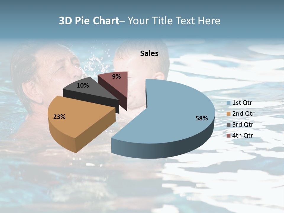 Grandfather And Grandson Playing Together In The Pool. Outdoor, Summer. PowerPoint Template