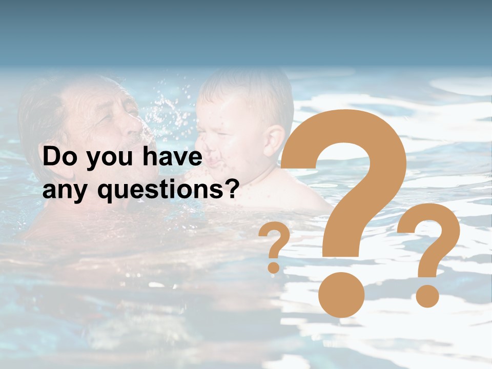 Grandfather And Grandson Playing Together In The Pool. Outdoor, Summer. PowerPoint Template