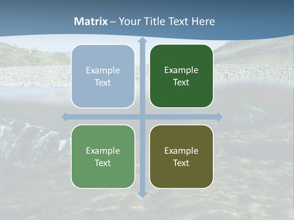 Unique Shot Of A Fishing River Underwater And Landscape Above PowerPoint Template