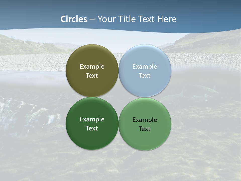 Unique Shot Of A Fishing River Underwater And Landscape Above PowerPoint Template