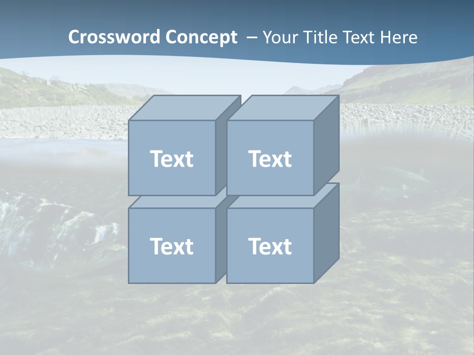 Unique Shot Of A Fishing River Underwater And Landscape Above PowerPoint Template
