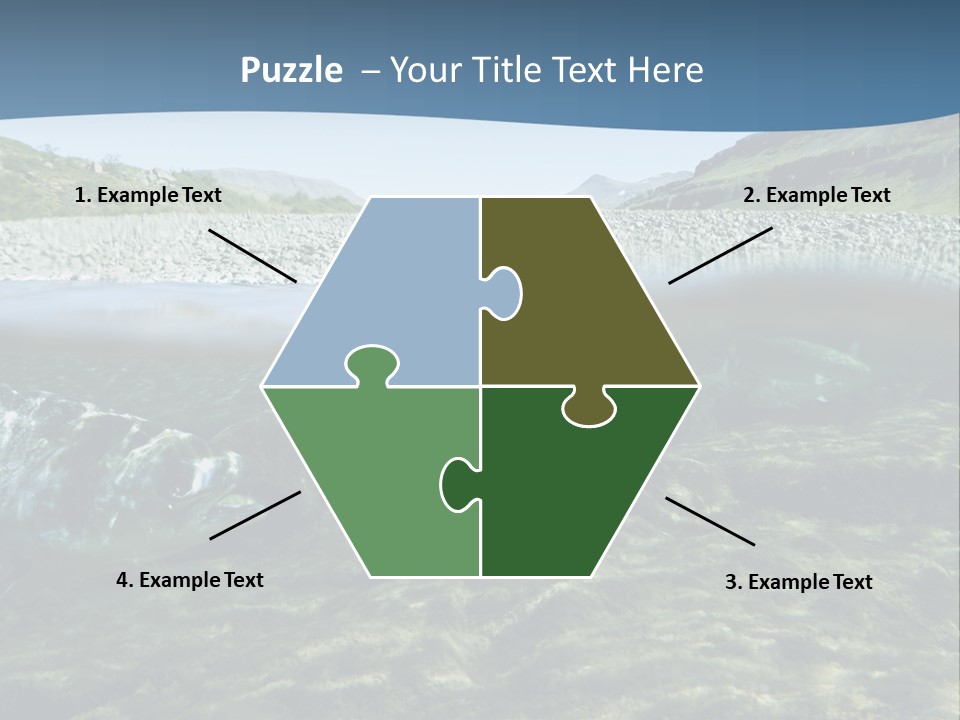 Unique Shot Of A Fishing River Underwater And Landscape Above PowerPoint Template