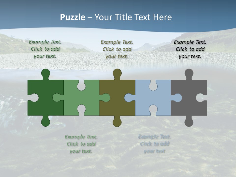 Unique Shot Of A Fishing River Underwater And Landscape Above PowerPoint Template