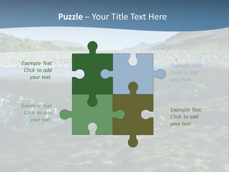 Unique Shot Of A Fishing River Underwater And Landscape Above PowerPoint Template