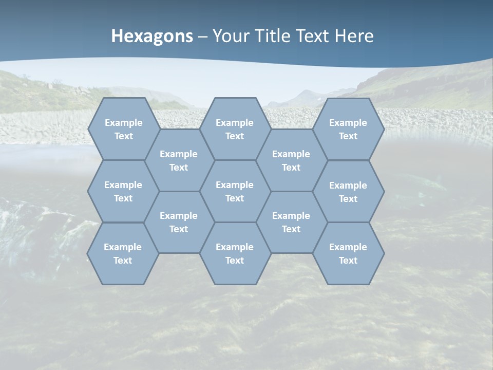 Unique Shot Of A Fishing River Underwater And Landscape Above PowerPoint Template