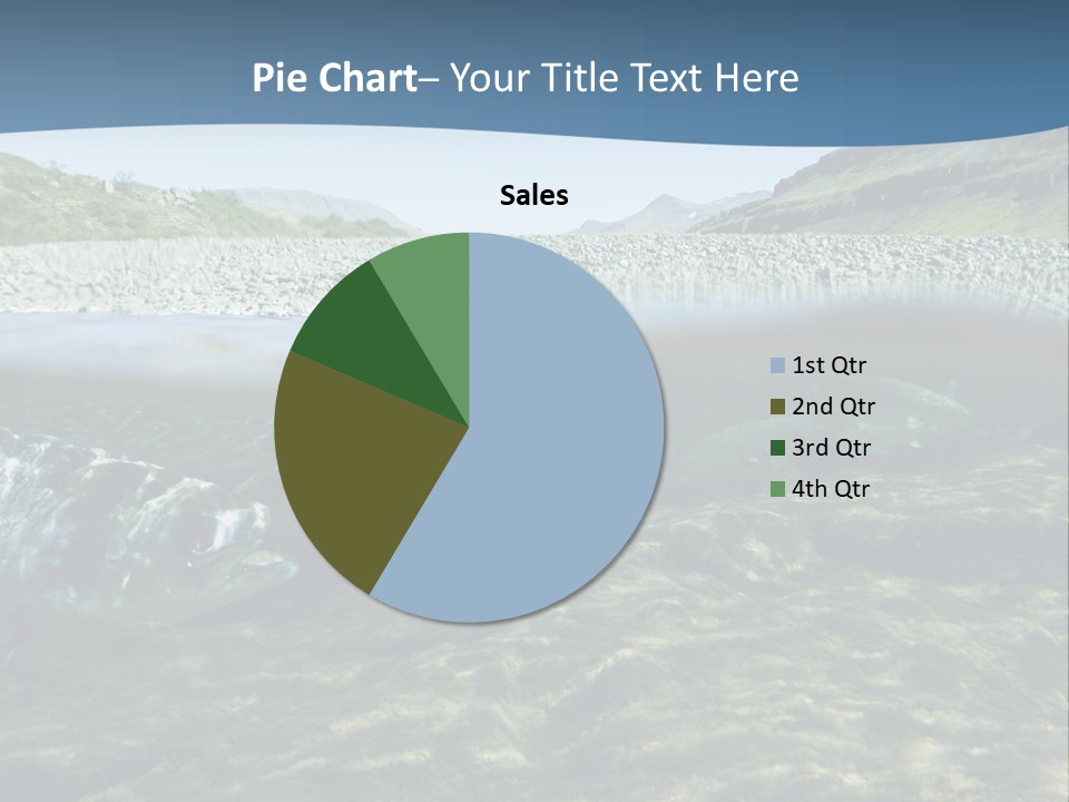 Unique Shot Of A Fishing River Underwater And Landscape Above PowerPoint Template