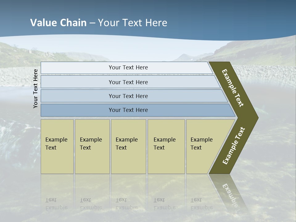 Unique Shot Of A Fishing River Underwater And Landscape Above PowerPoint Template