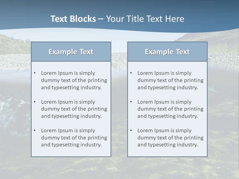 Unique Shot Of A Fishing River Underwater And Landscape Above PowerPoint Template
