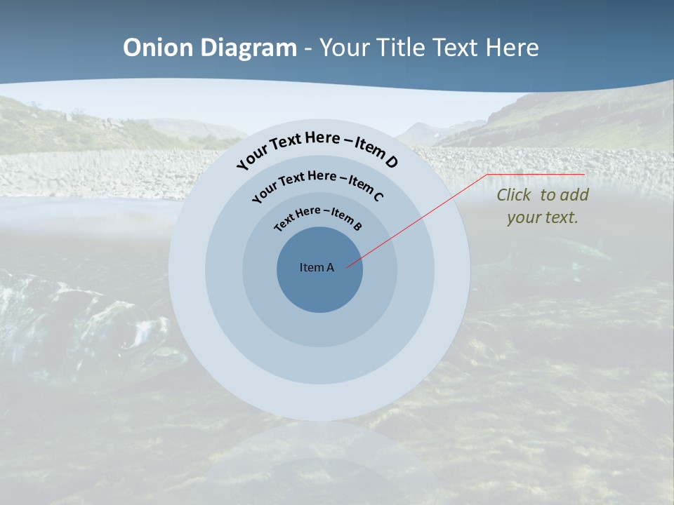 Unique Shot Of A Fishing River Underwater And Landscape Above PowerPoint Template