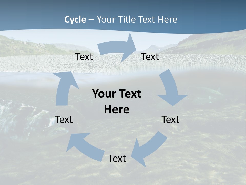 Unique Shot Of A Fishing River Underwater And Landscape Above PowerPoint Template