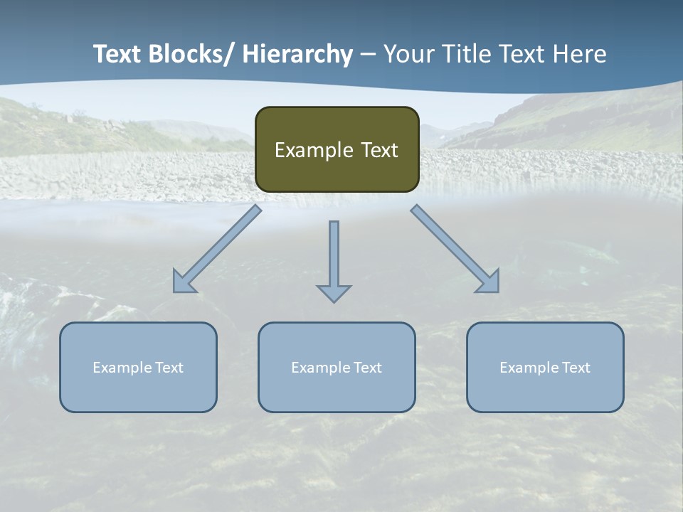 Unique Shot Of A Fishing River Underwater And Landscape Above PowerPoint Template