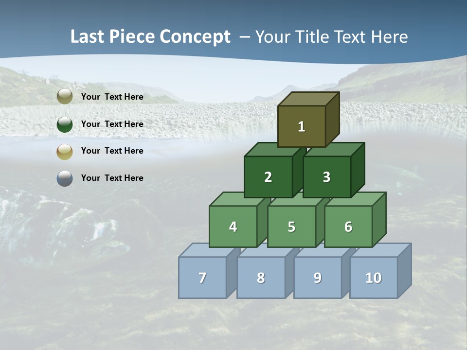 Unique Shot Of A Fishing River Underwater And Landscape Above PowerPoint Template