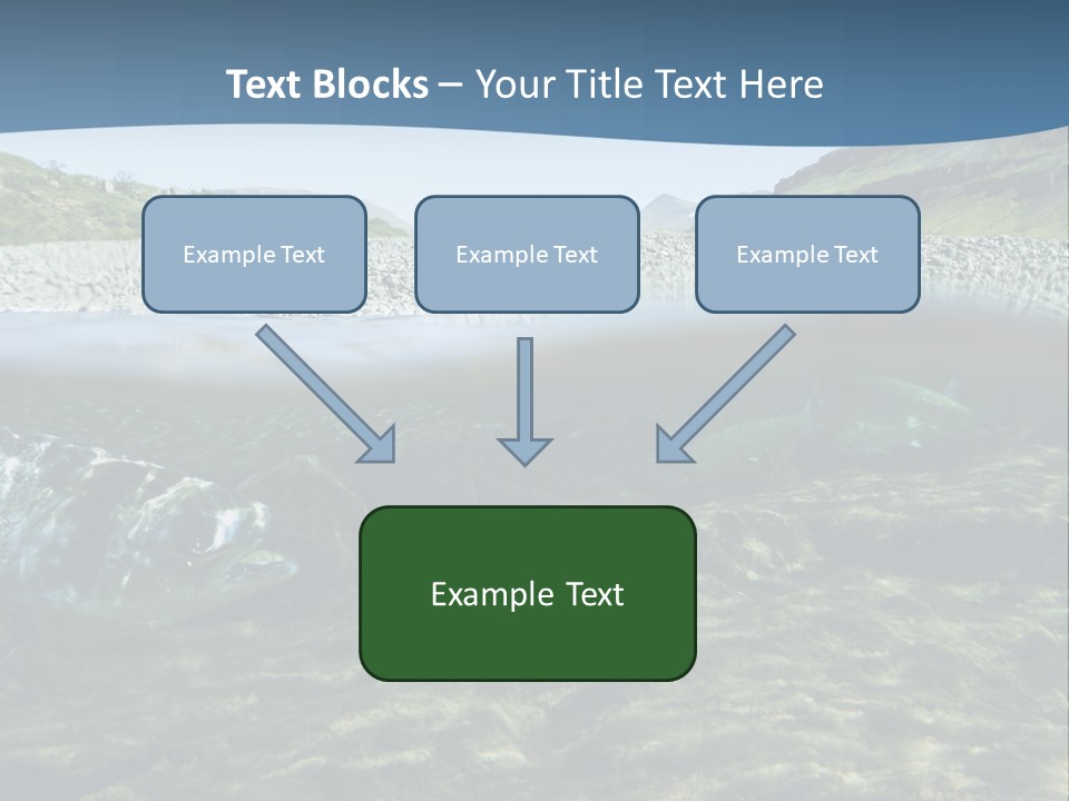 Unique Shot Of A Fishing River Underwater And Landscape Above PowerPoint Template