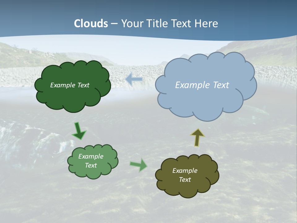 Unique Shot Of A Fishing River Underwater And Landscape Above PowerPoint Template
