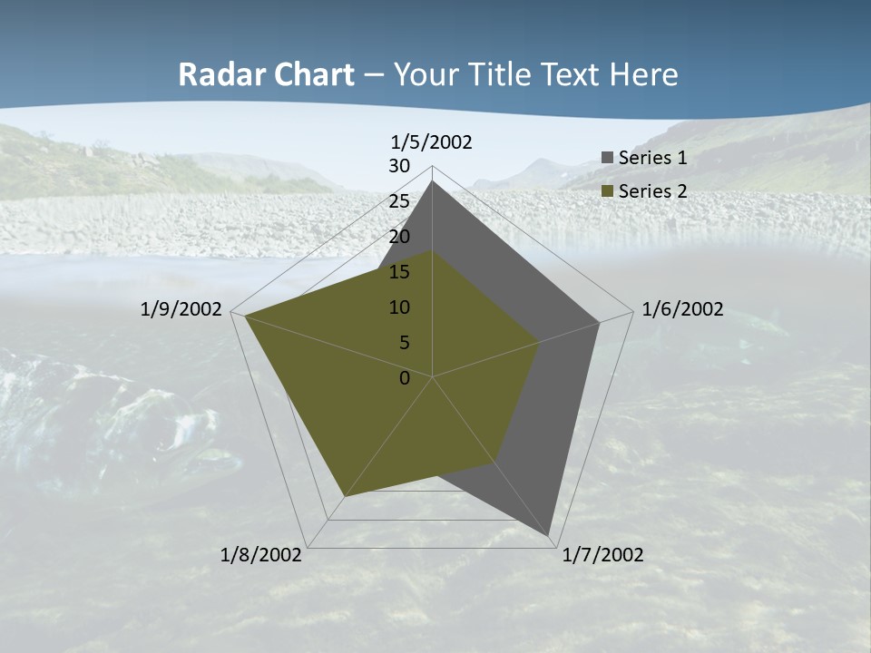 Unique Shot Of A Fishing River Underwater And Landscape Above PowerPoint Template