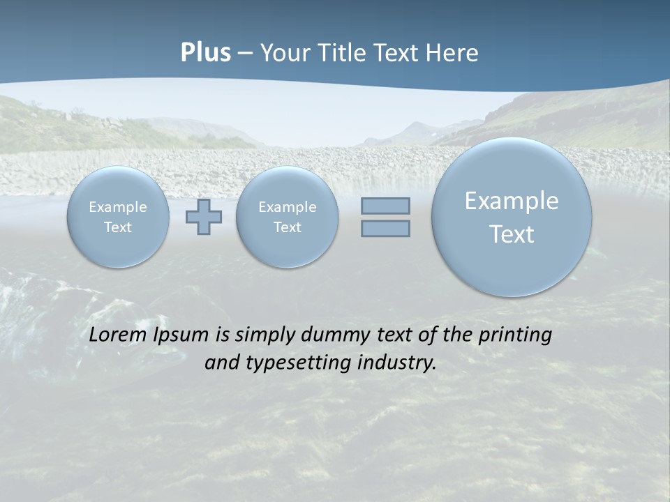 Unique Shot Of A Fishing River Underwater And Landscape Above PowerPoint Template