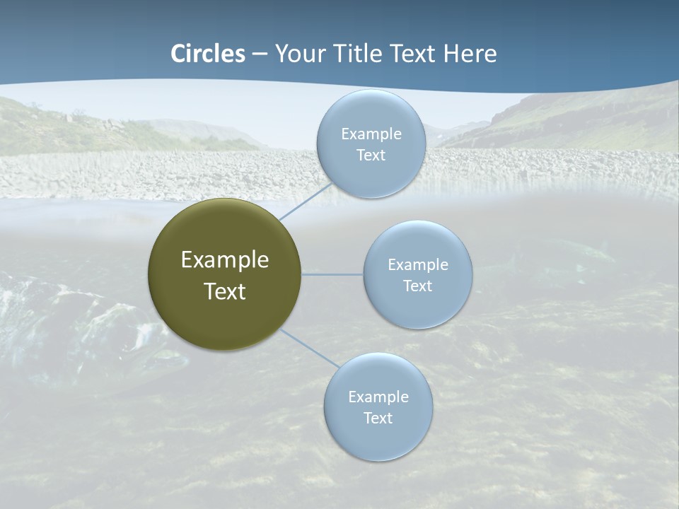 Unique Shot Of A Fishing River Underwater And Landscape Above PowerPoint Template