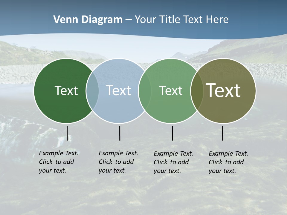 Unique Shot Of A Fishing River Underwater And Landscape Above PowerPoint Template