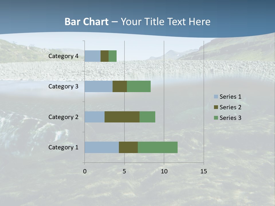 Unique Shot Of A Fishing River Underwater And Landscape Above PowerPoint Template