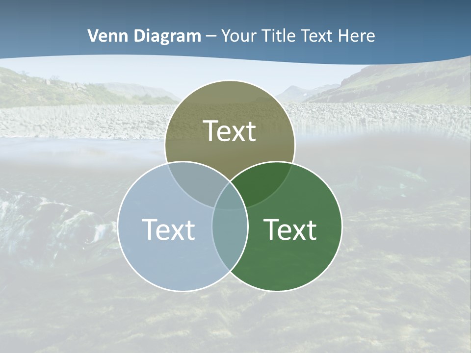 Unique Shot Of A Fishing River Underwater And Landscape Above PowerPoint Template