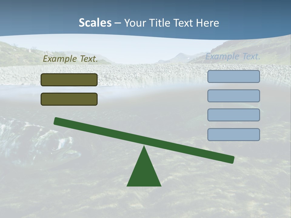 Unique Shot Of A Fishing River Underwater And Landscape Above PowerPoint Template