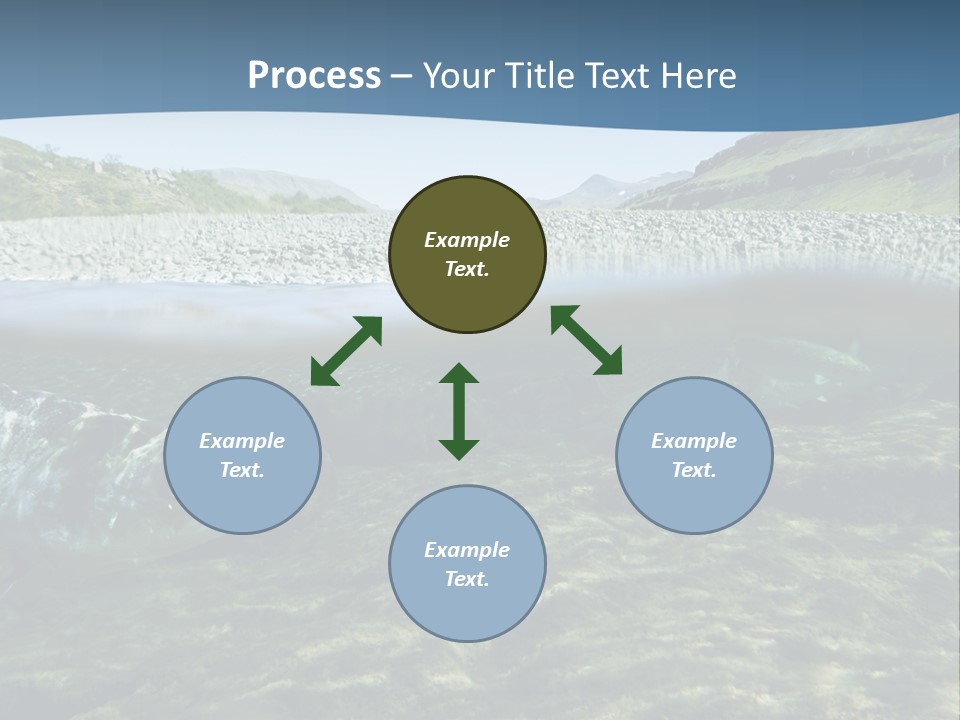Unique Shot Of A Fishing River Underwater And Landscape Above PowerPoint Template