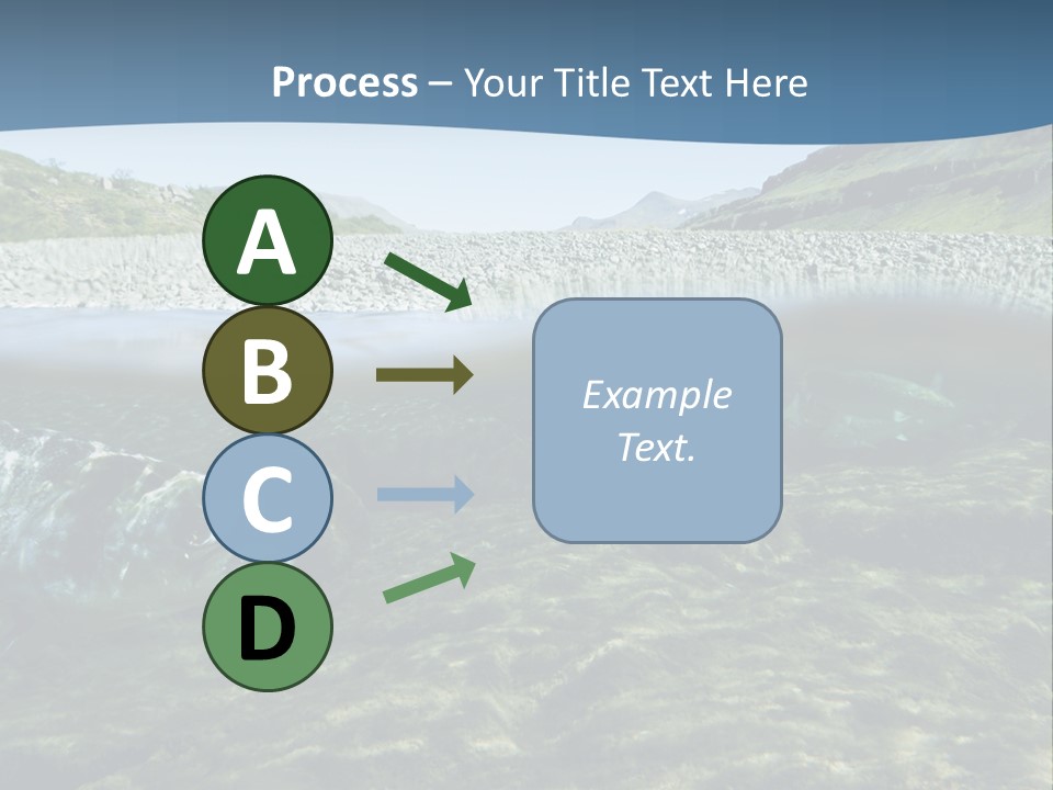 Unique Shot Of A Fishing River Underwater And Landscape Above PowerPoint Template