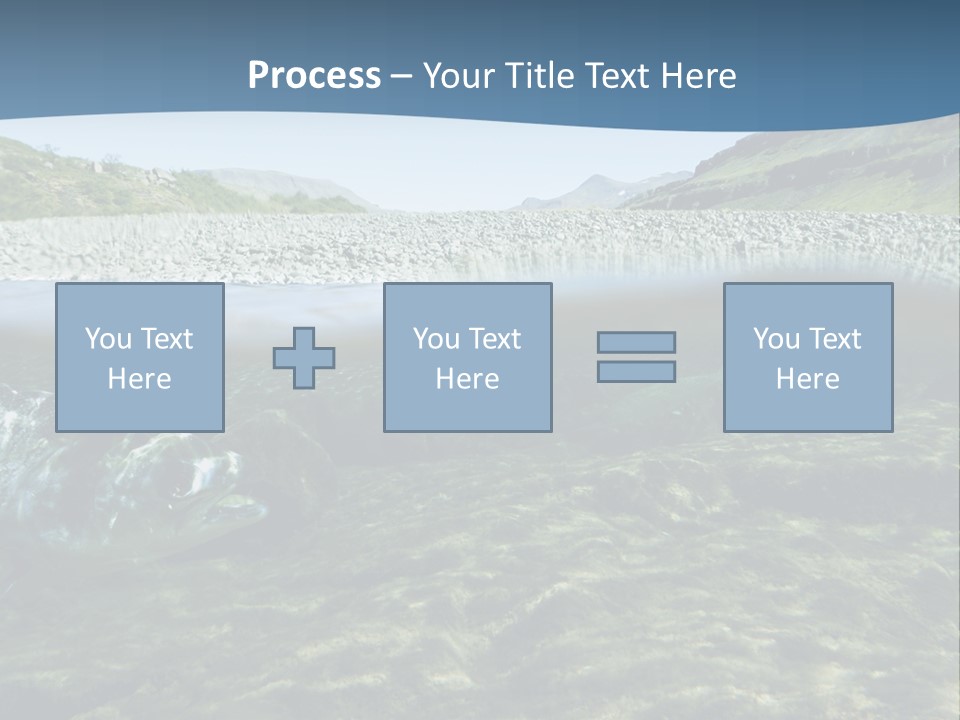 Unique Shot Of A Fishing River Underwater And Landscape Above PowerPoint Template