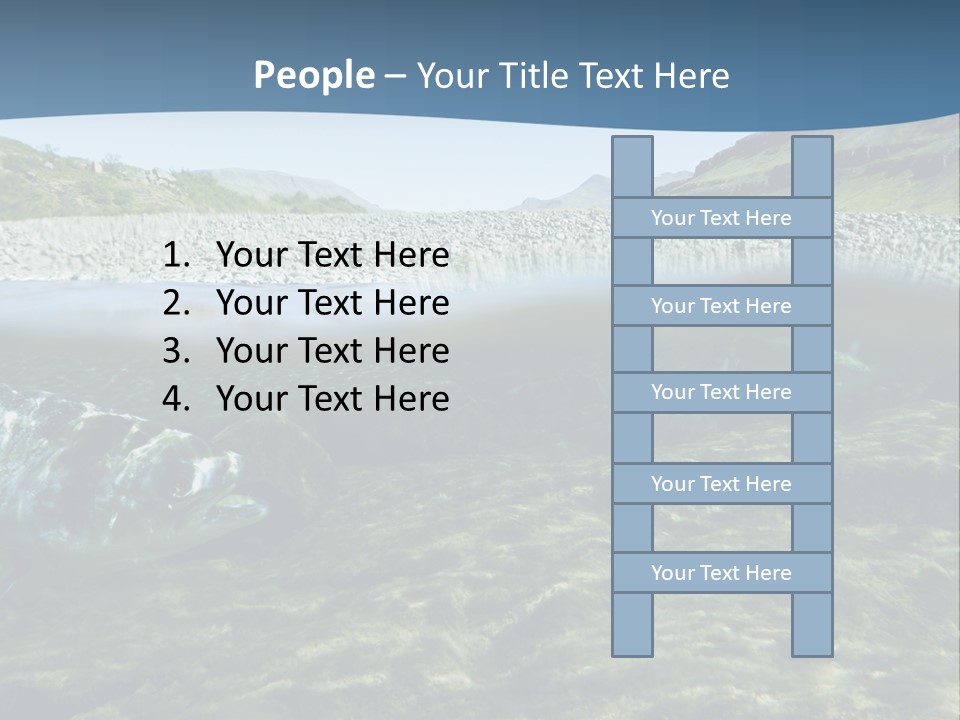 Unique Shot Of A Fishing River Underwater And Landscape Above PowerPoint Template