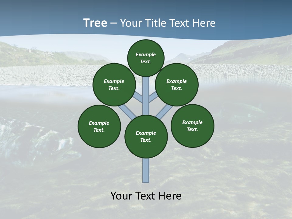 Unique Shot Of A Fishing River Underwater And Landscape Above PowerPoint Template