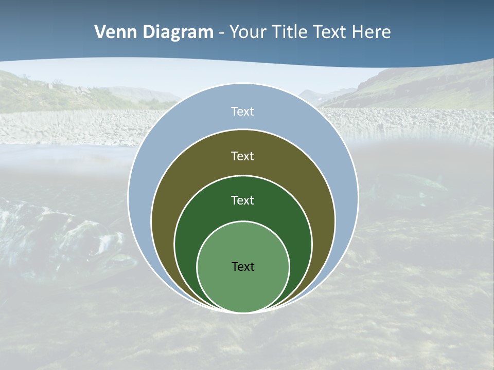 Unique Shot Of A Fishing River Underwater And Landscape Above PowerPoint Template