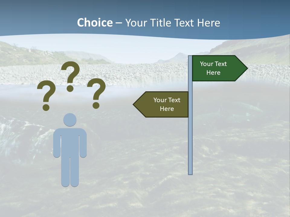 Unique Shot Of A Fishing River Underwater And Landscape Above PowerPoint Template