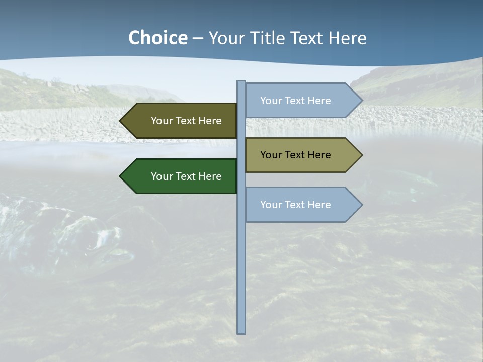 Unique Shot Of A Fishing River Underwater And Landscape Above PowerPoint Template