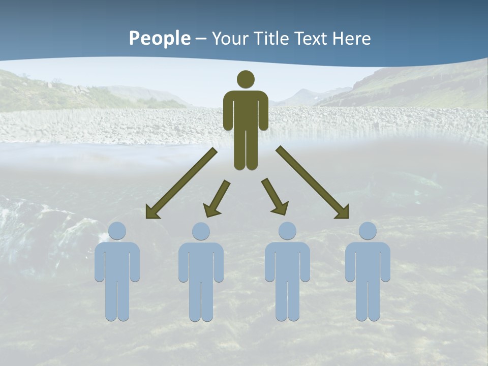 Unique Shot Of A Fishing River Underwater And Landscape Above PowerPoint Template