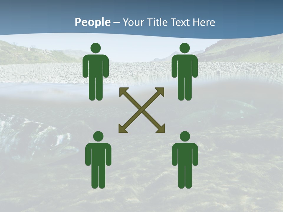 Unique Shot Of A Fishing River Underwater And Landscape Above PowerPoint Template