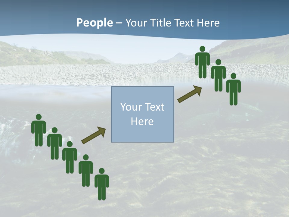 Unique Shot Of A Fishing River Underwater And Landscape Above PowerPoint Template