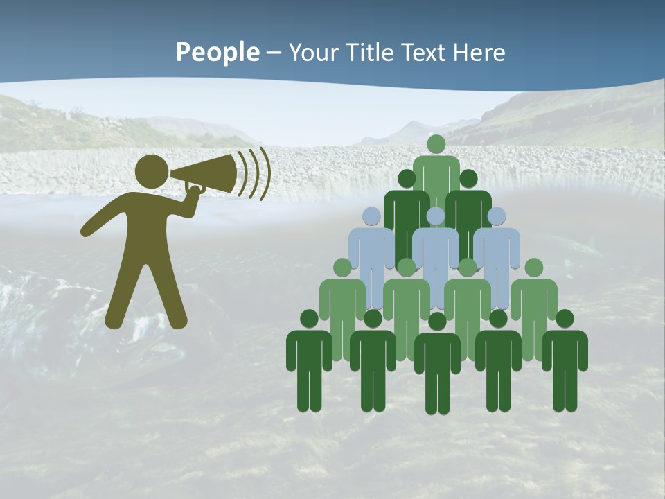 Unique Shot Of A Fishing River Underwater And Landscape Above PowerPoint Template