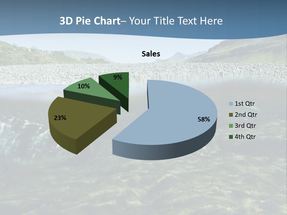 Unique Shot Of A Fishing River Underwater And Landscape Above PowerPoint Template