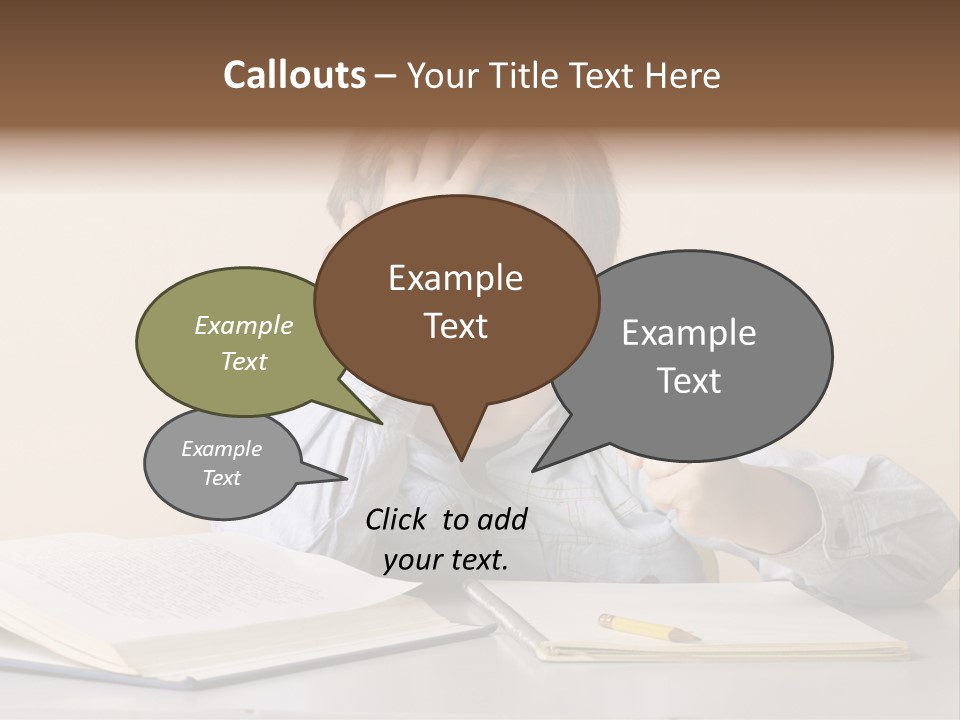 Frustration, Student, Desk, Work, PowerPoint Template