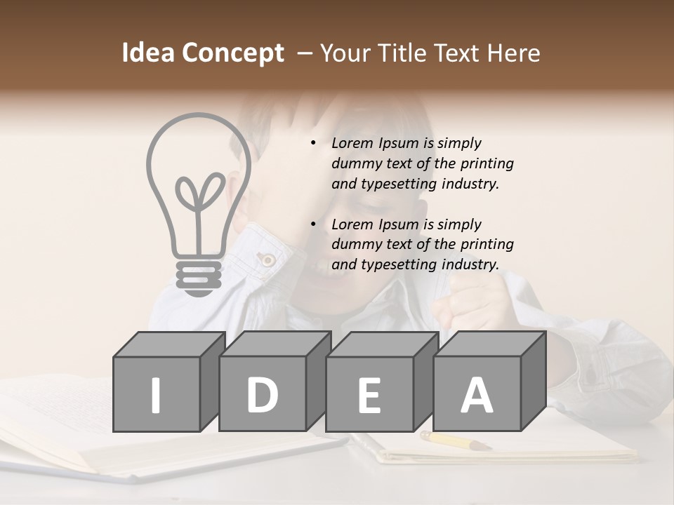 Frustration, Student, Desk, Work, PowerPoint Template