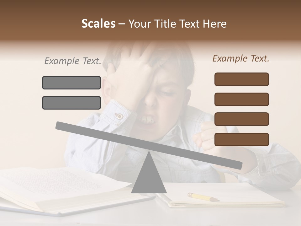 Frustration, Student, Desk, Work, PowerPoint Template