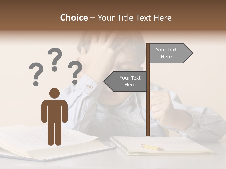 Frustration, Student, Desk, Work, PowerPoint Template