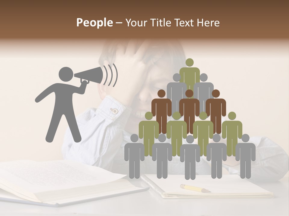 Frustration, Student, Desk, Work, PowerPoint Template