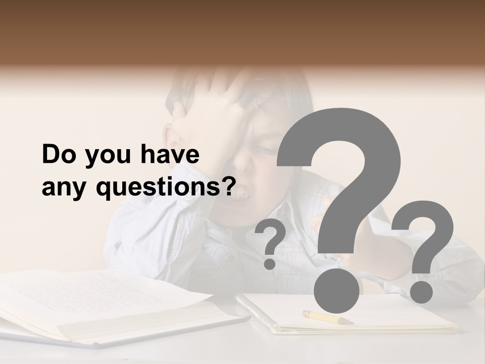 Frustration, Student, Desk, Work, PowerPoint Template