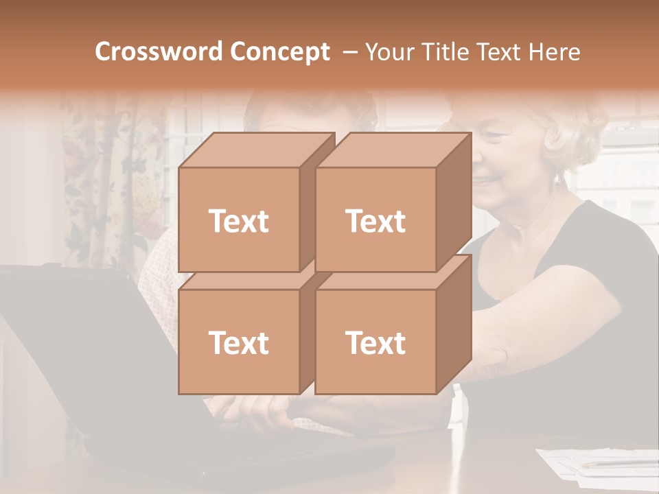 Mature Caucasian Couple Looking At Laptop. PowerPoint Template