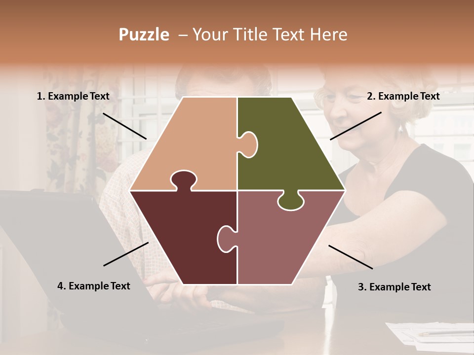 Mature Caucasian Couple Looking At Laptop. PowerPoint Template