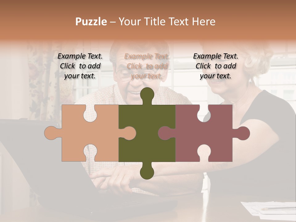 Mature Caucasian Couple Looking At Laptop. PowerPoint Template