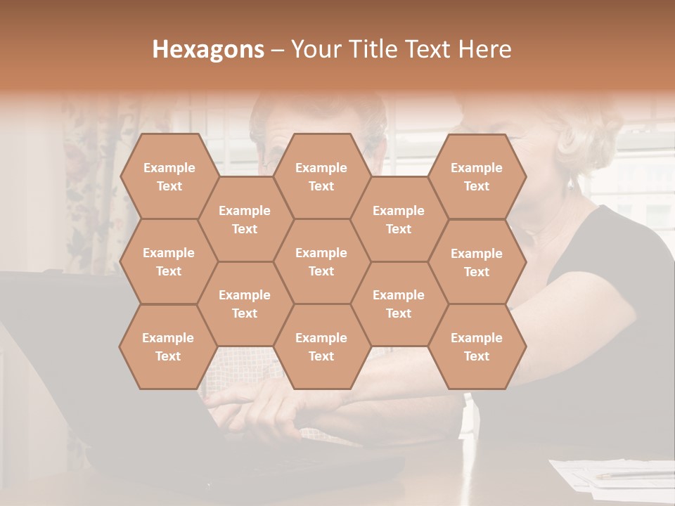 Mature Caucasian Couple Looking At Laptop. PowerPoint Template